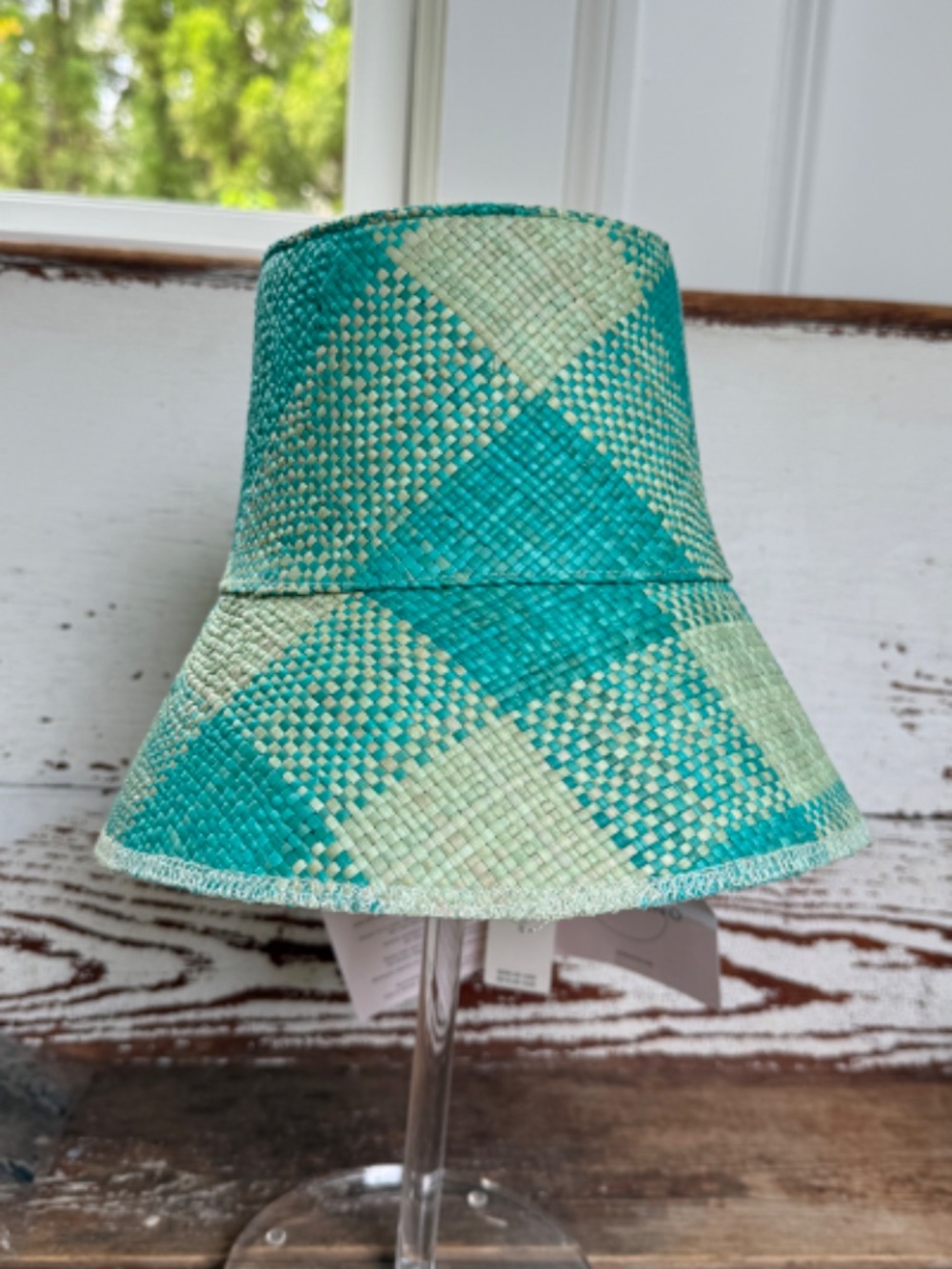 NWT $260 Artesano Blue Plaid Straw Bucket Hat Small - Picture 10 of 10